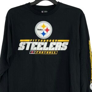 NFL‎ Team Apparel Pittsburg Steelers Football Mens Large Black LS T-Shirt